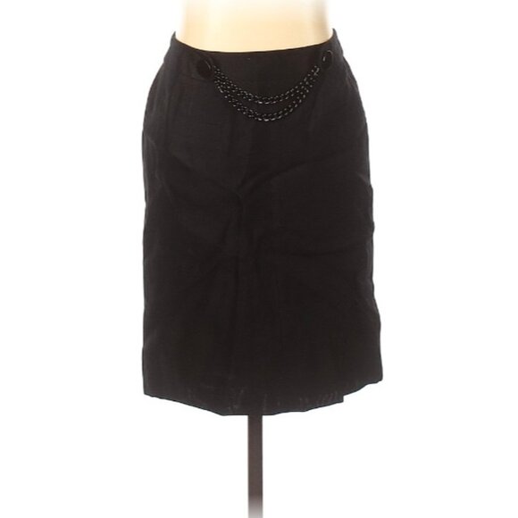 Kate Spade New York Black Pencil Skirt w/ Chain Front, Size 0 - Picture 1 of 3